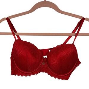 Adrienne Vittadini Red Lace Push Up Bra Women's 36C